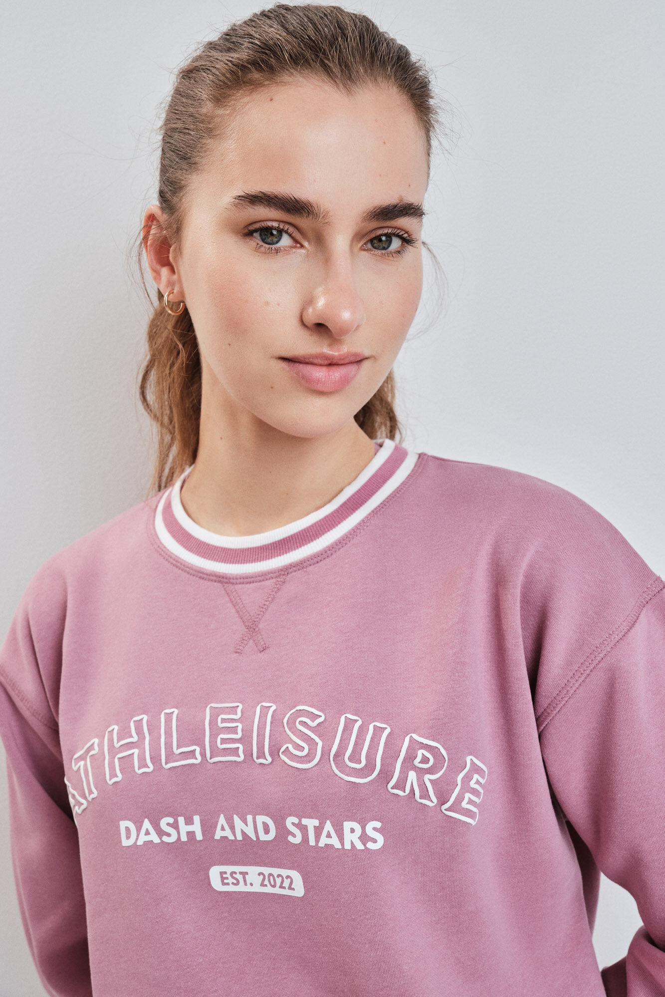 Dash and Stars Sudadera college felpa rosa rosa