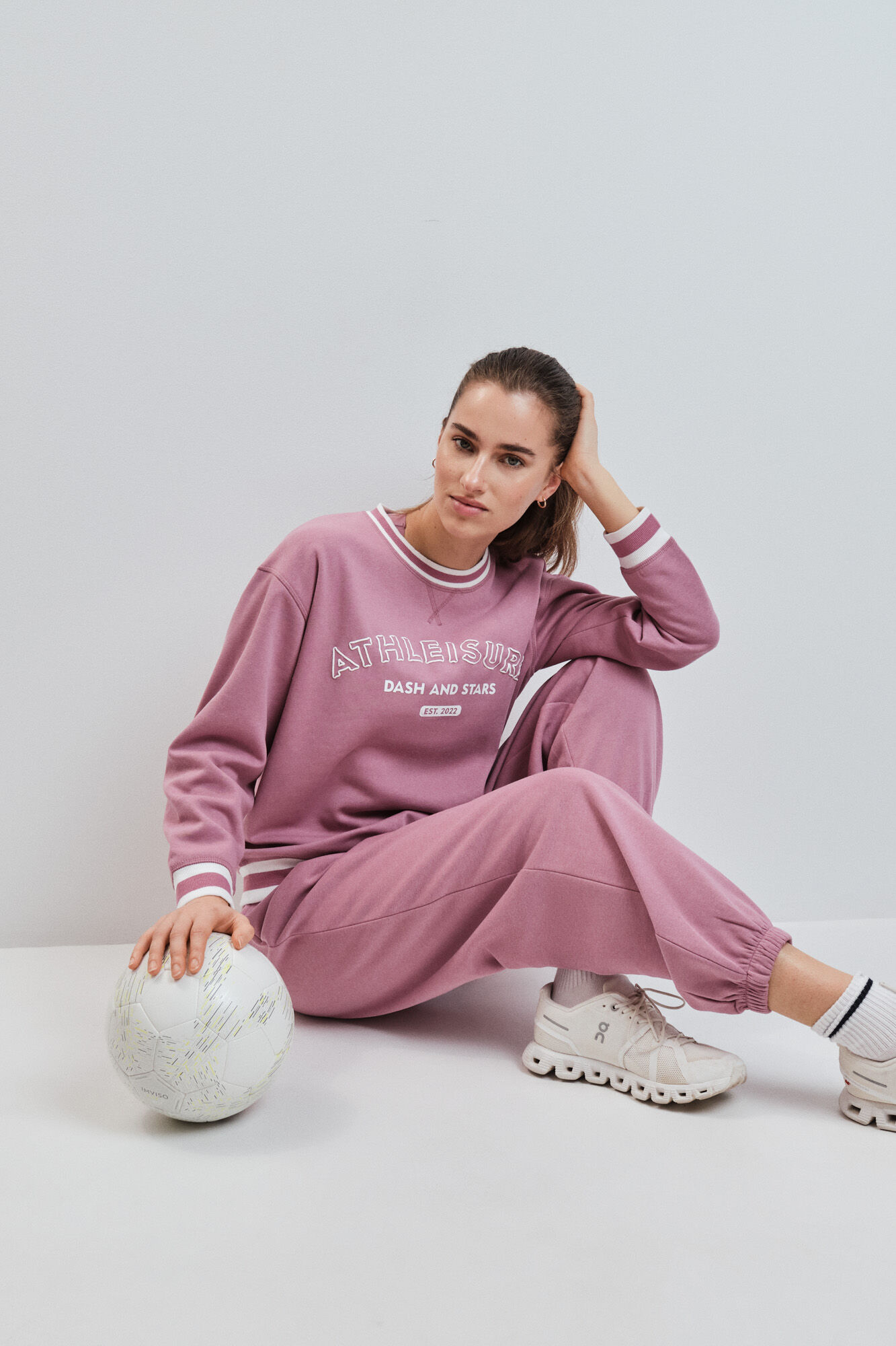 Dash and Stars Sudadera college felpa rosa rosa
