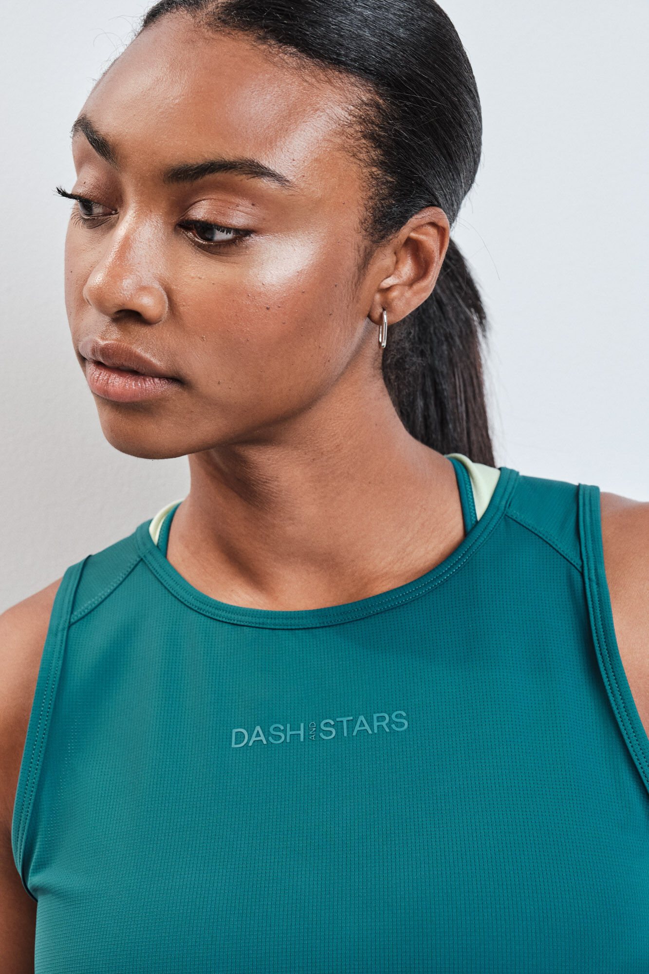 Dash and Stars Camiseta t&eacute;cnica sin mangas verde verde