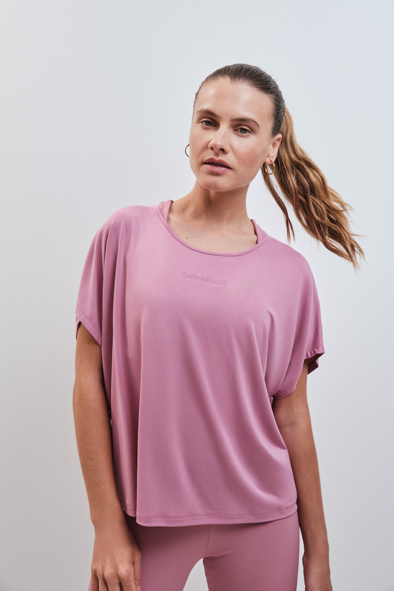 Dash and Stars Camiseta manga corta modal rosa rosa