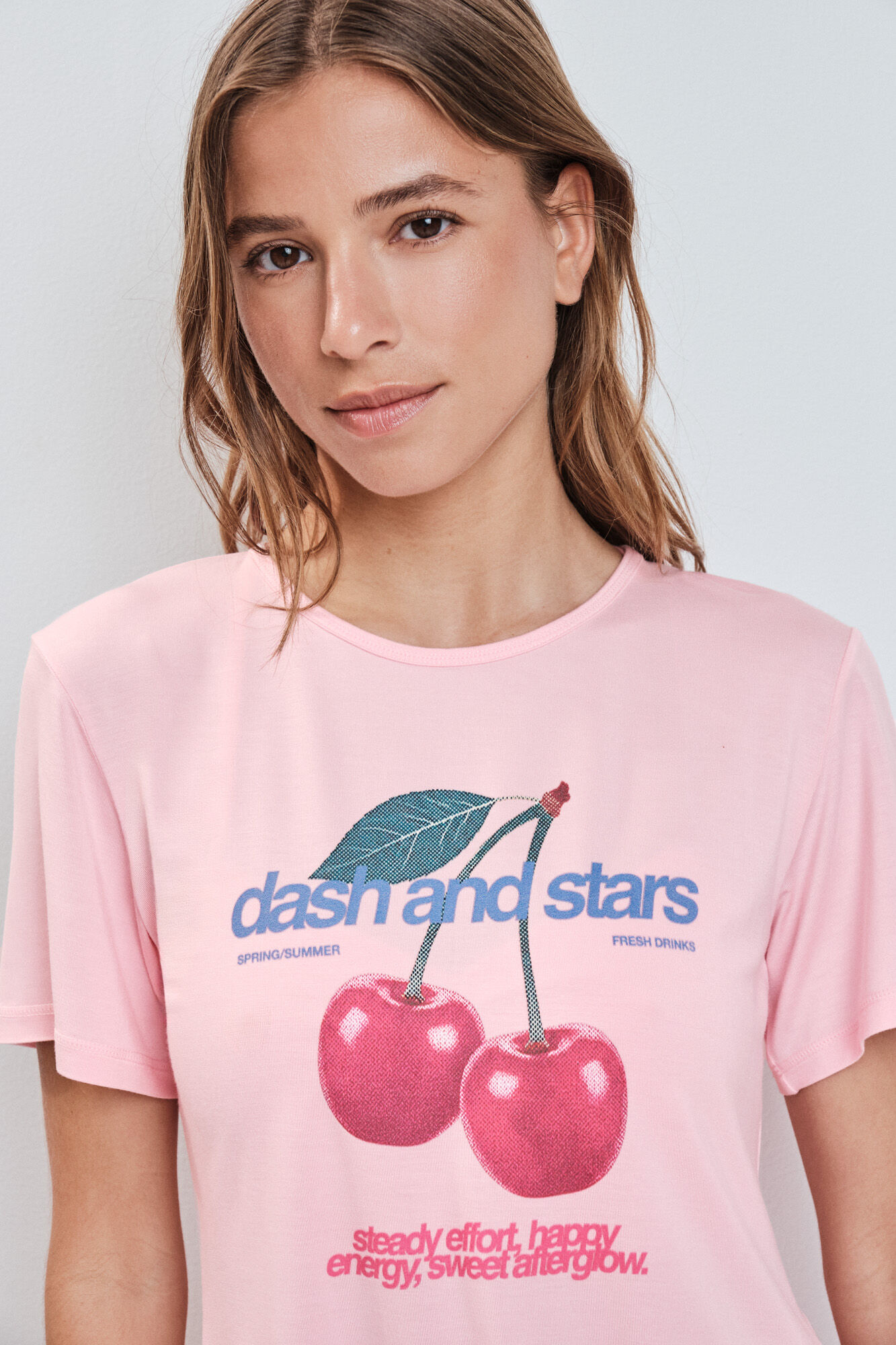 Dash and Stars Camiseta apertura espalda rosa rosa