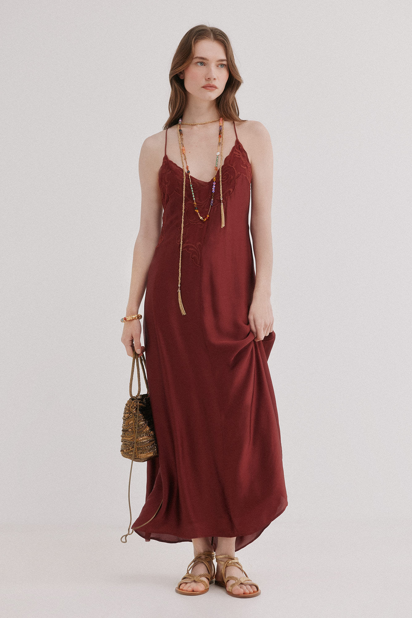 Hoss Intropia Vestido lencero bordado Amalia
