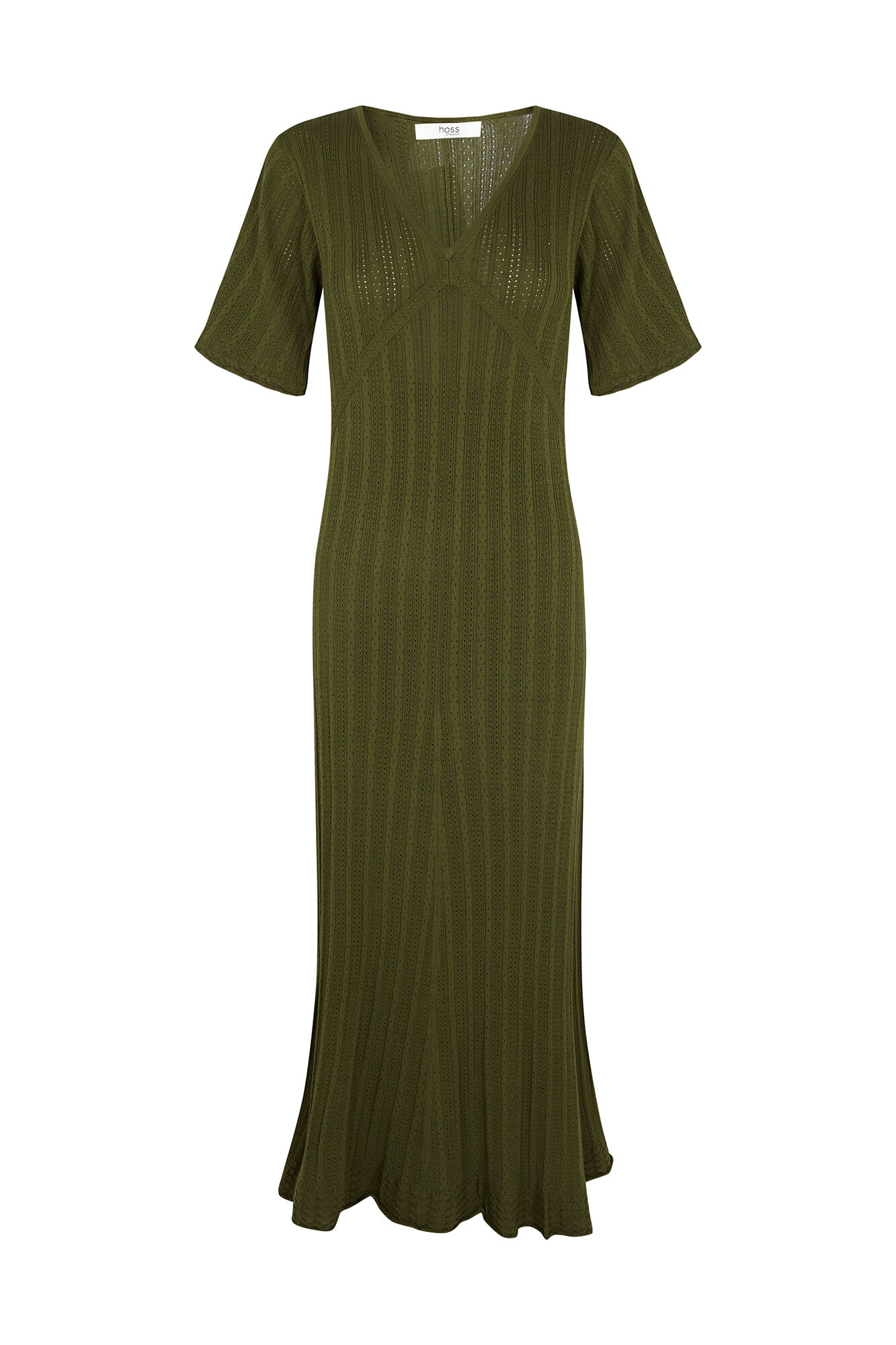 Hoss Intropia Anne. Vestido punto calado Kaki