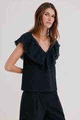 Hoss Intropia Malaika. Ruffle T-shirt Black