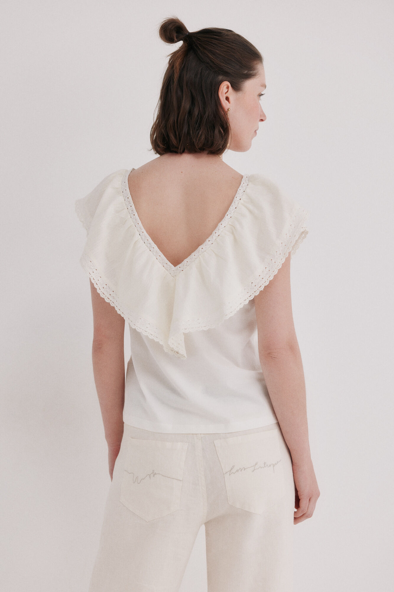 Hoss Intropia T-shirt com folho Malaika Ecru