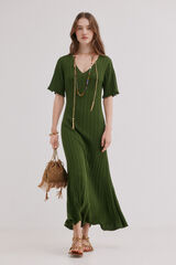 Hoss Intropia Anne. Vestido punto calado Kaki
