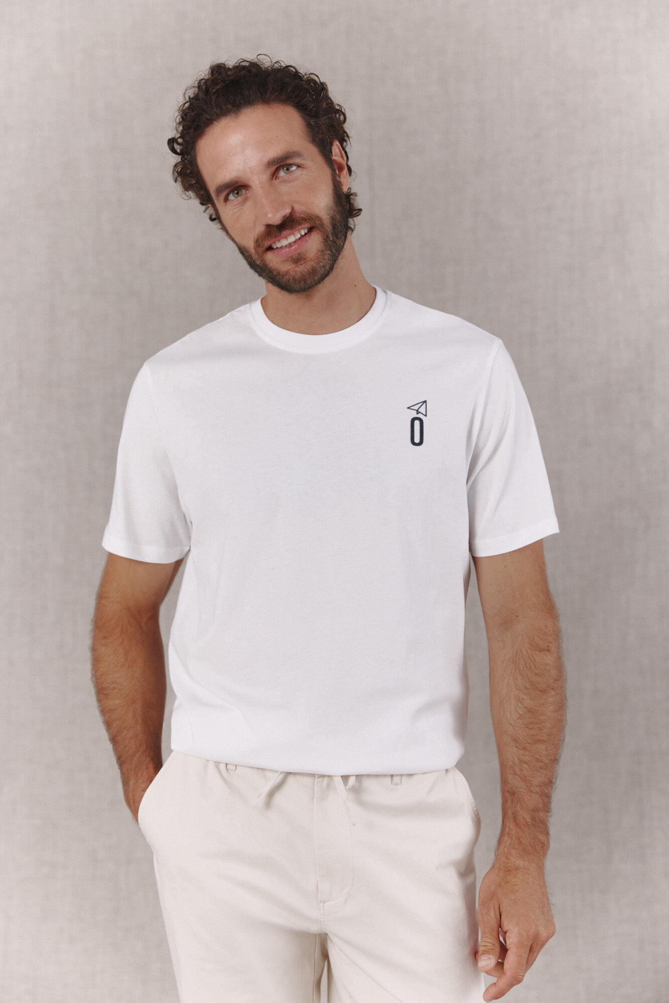 OOTO Washed basic T-shirt with print White