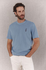 OOTO Washed basic T-shirt with print Blue