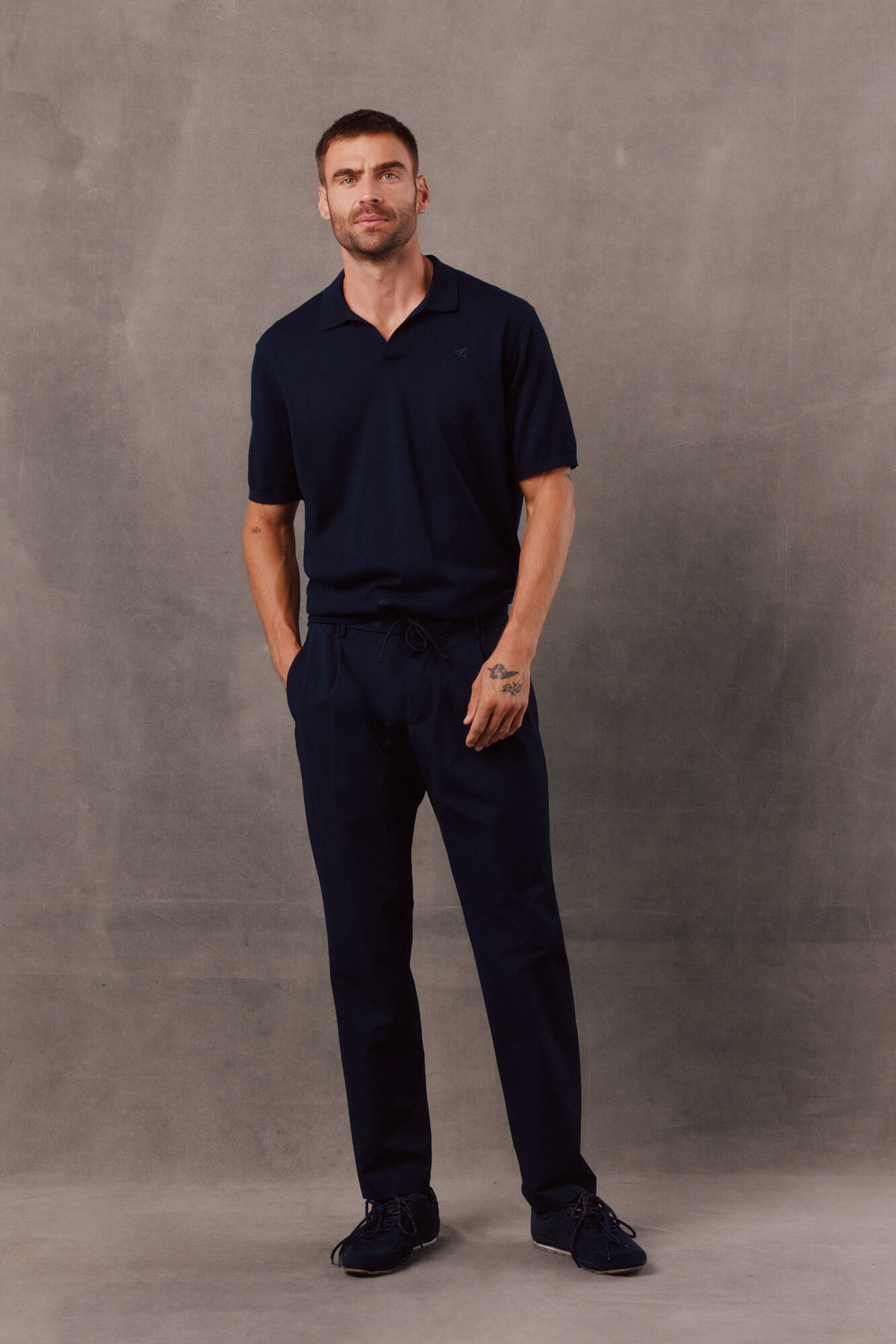 OOTO Plain knit short sleeve polo shirt