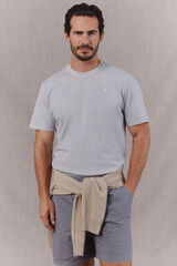 OOTO Camiseta b&aacute;sica lavada con bordado avi&oacute;n Gris