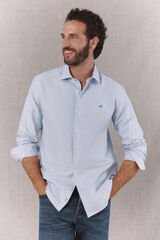 OOTO Camisa oxford lisa de manga comprida Azul