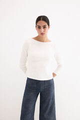 Pedro del Hierro Crinkled boat neck top White