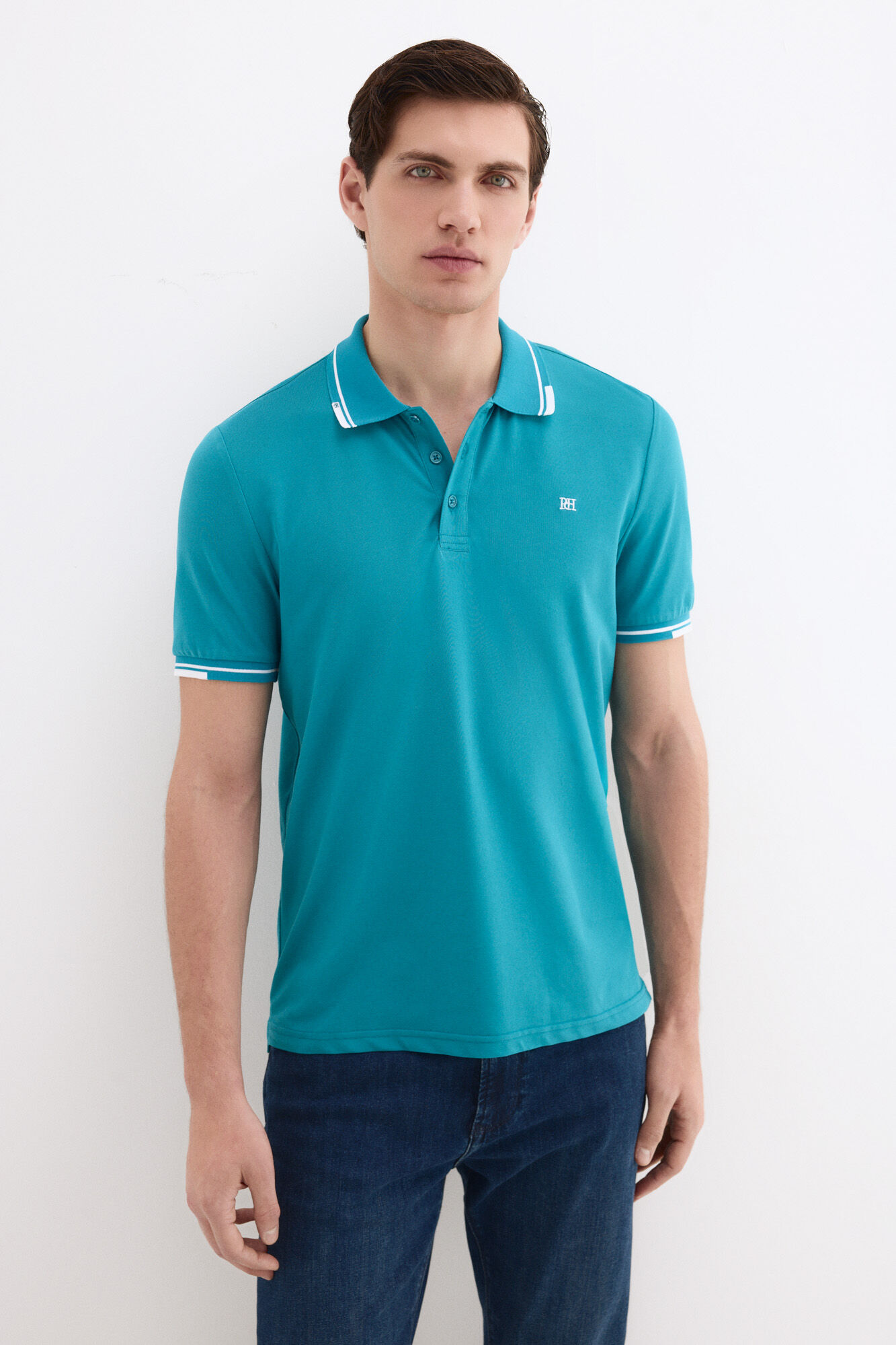 Pedro del Hierro Polo tips Turquoise