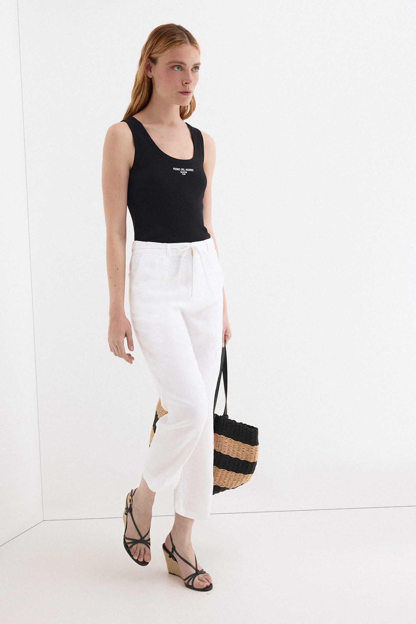 Pedro del Hierro Classic straight trousers White