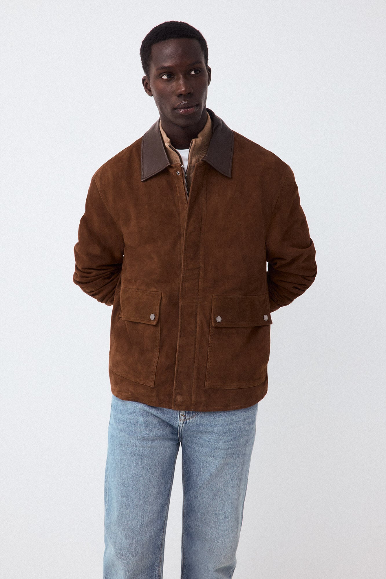 Pedro del Hierro Blus&atilde;o de pele Marrom