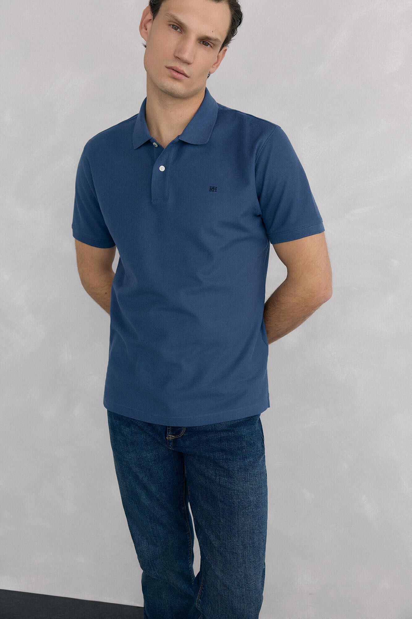 Pedro del Hierro Basic piqu&eacute; polo shirt Blue