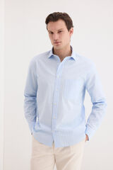 Pedro del Hierro Camisa &agrave;s riscas em popelina Azul