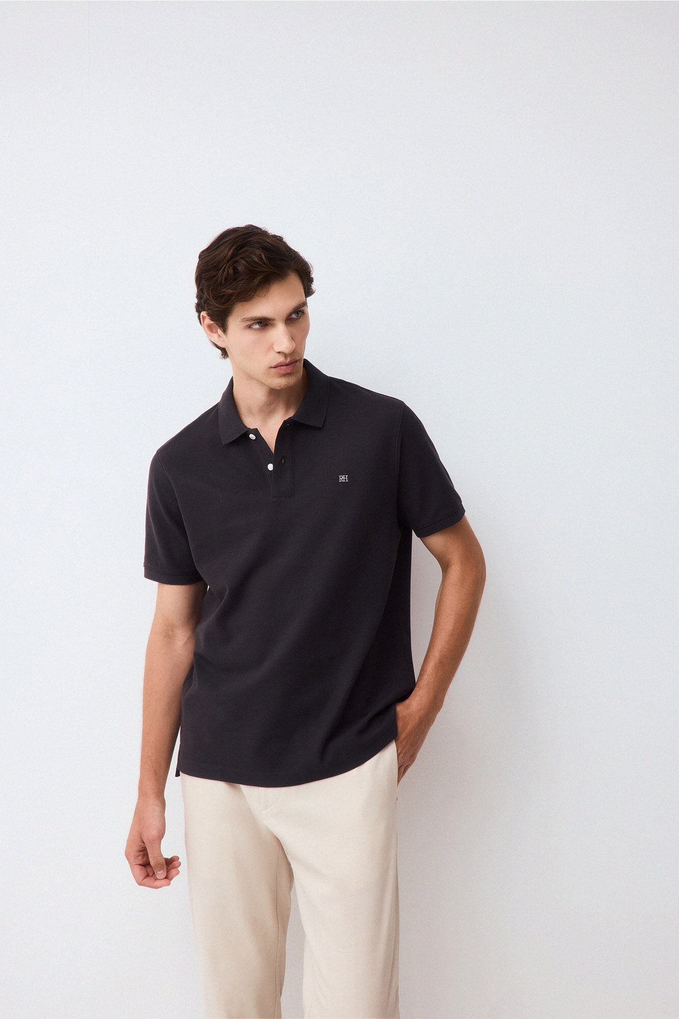 Pedro del Hierro Piqu&eacute; basic polo shirt Black