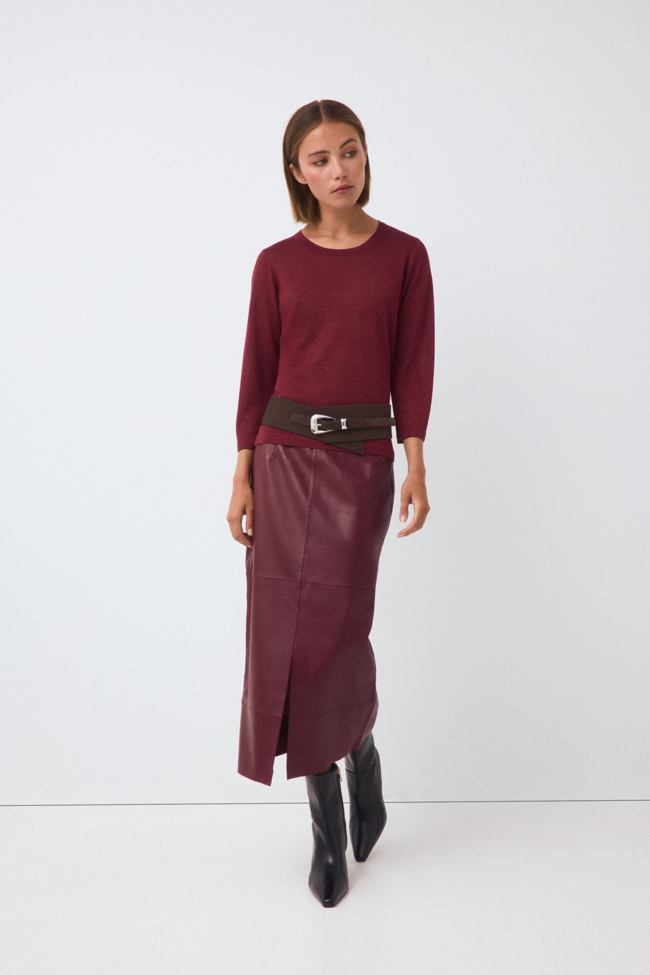Pedro del Hierro Top de malha em lurex de manga comprida