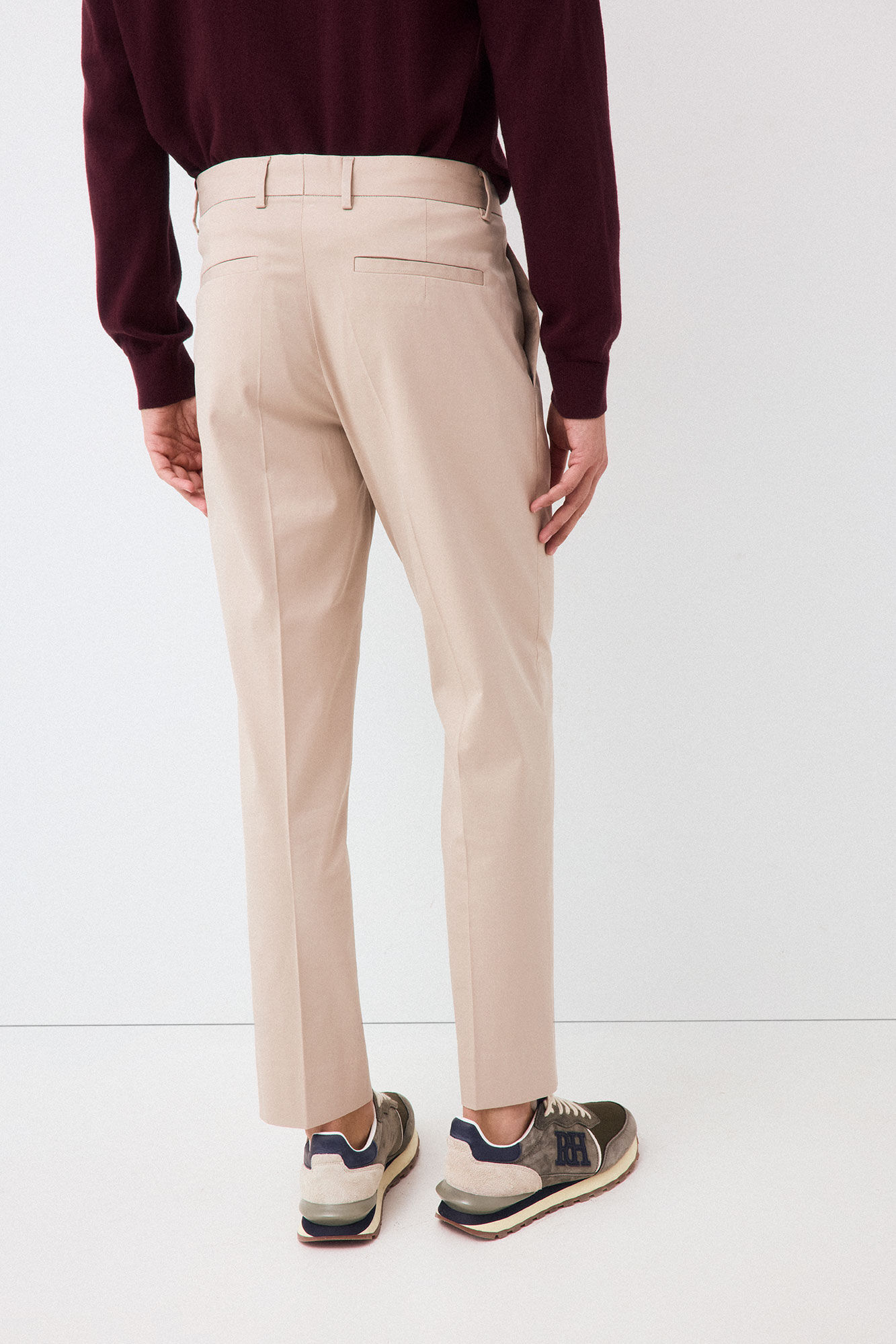 Pedro del Hierro Tapered cotton-tencel chinos Beige