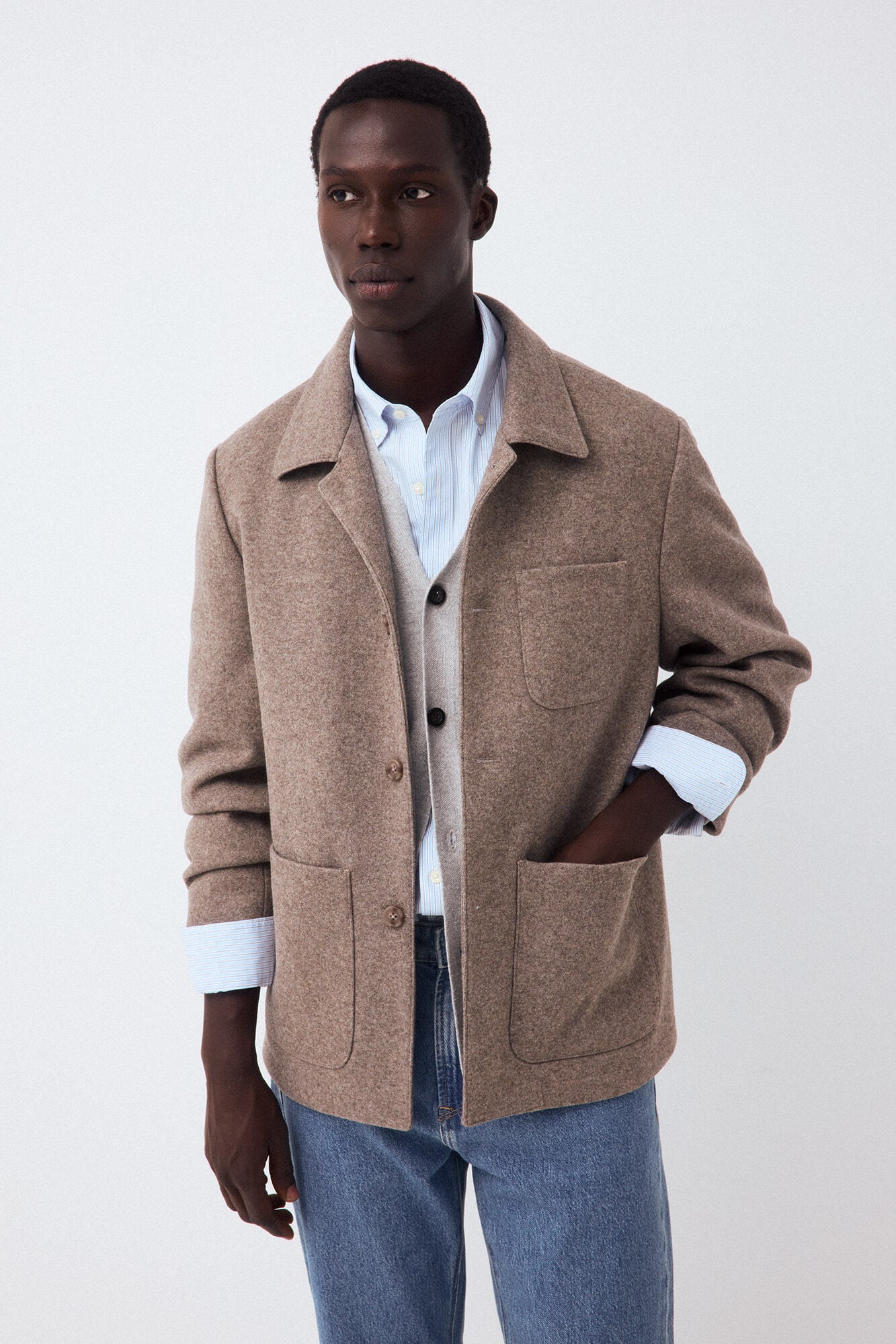 Pedro del Hierro Sobrecamisa em malha melange