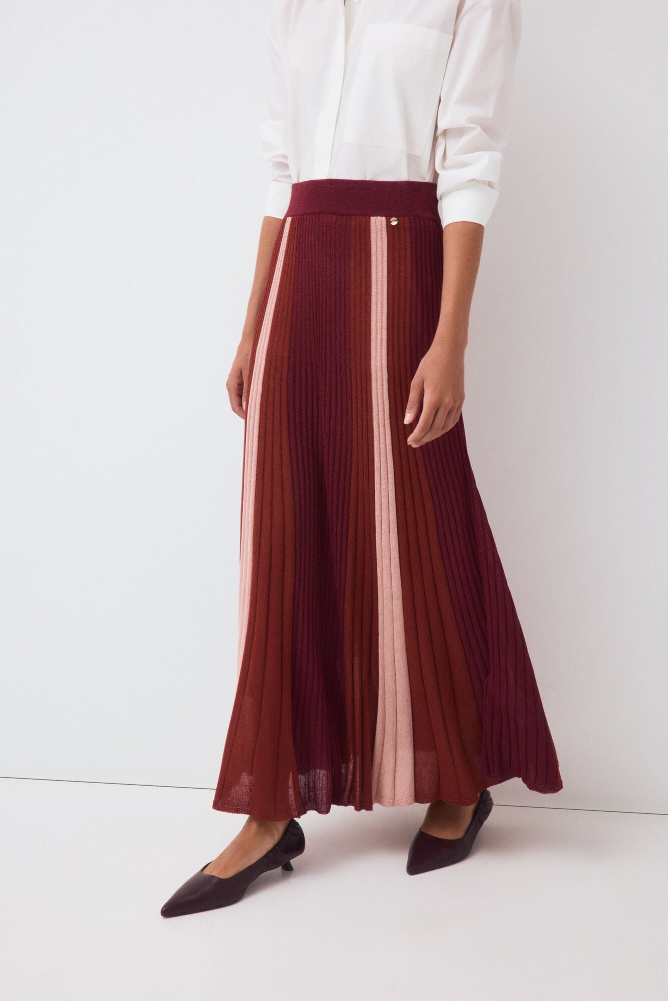 Pedro del Hierro Multicoloured lurex knit pleated skirt