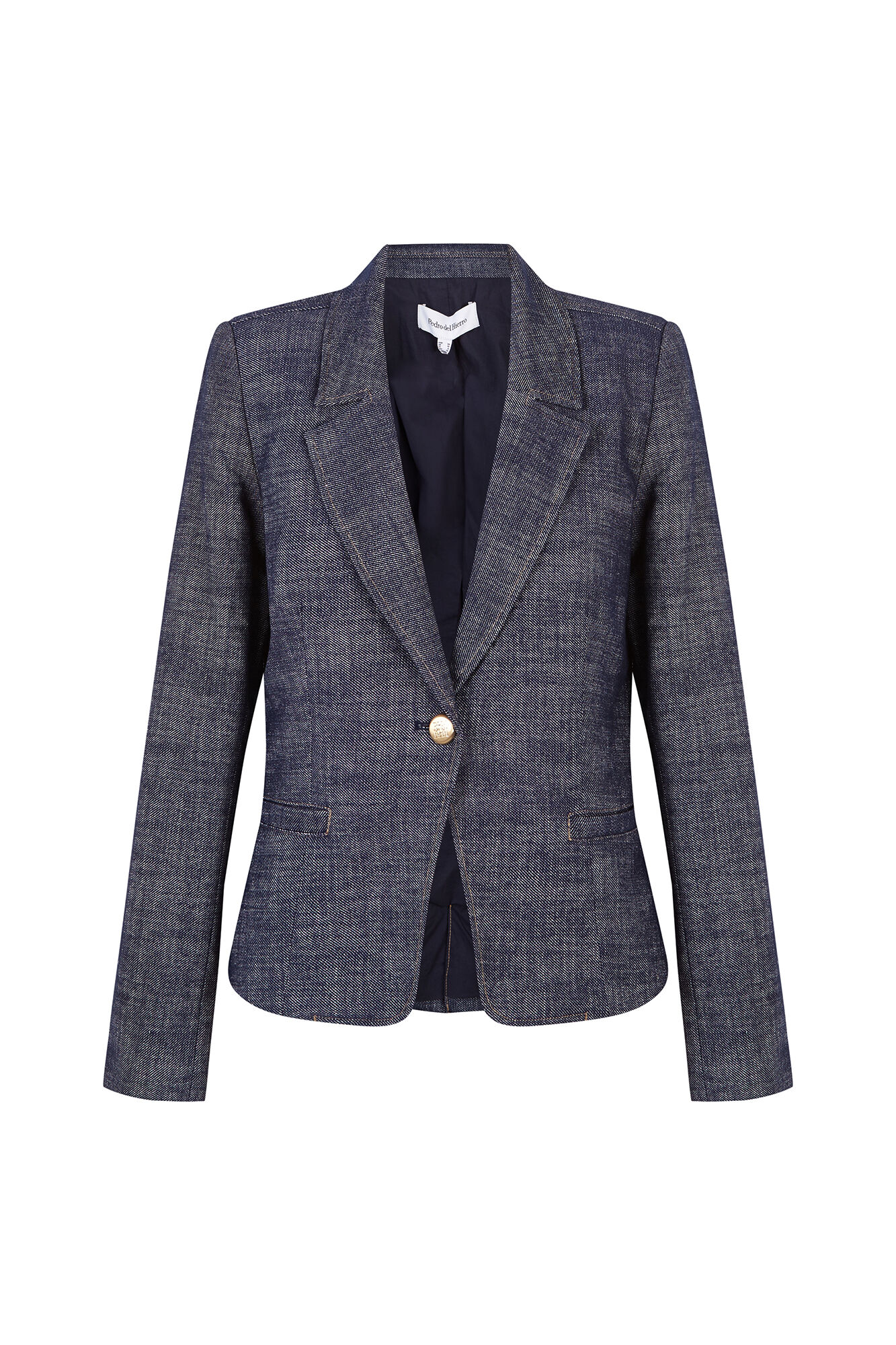 Pedro del Hierro Denim cropped blazer Blue