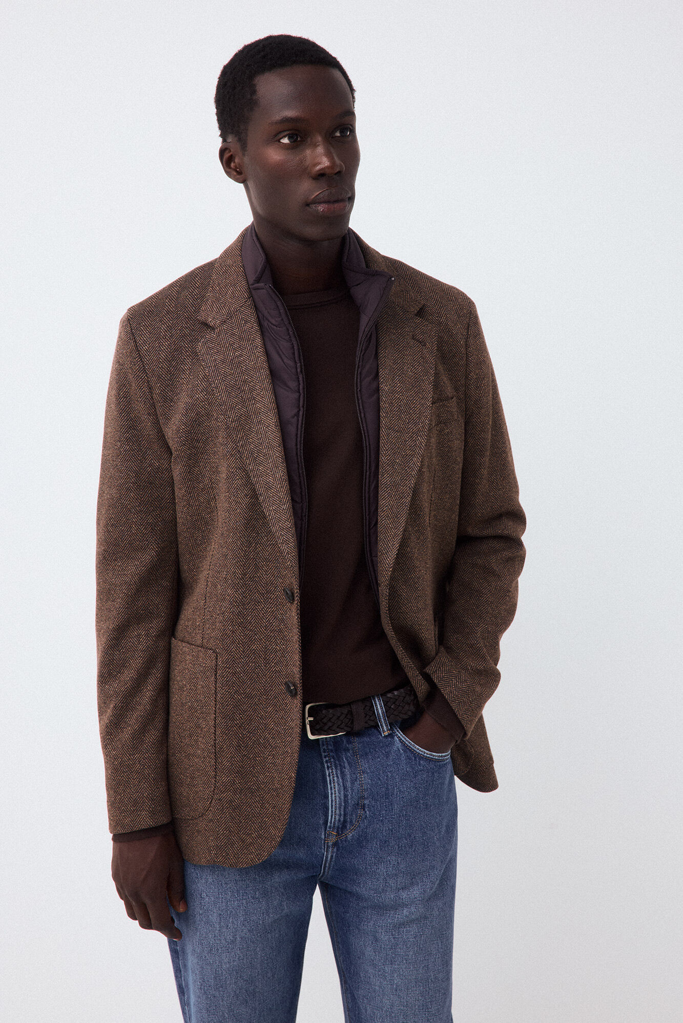 Pedro del Hierro Blazer em malha espiga Marrom