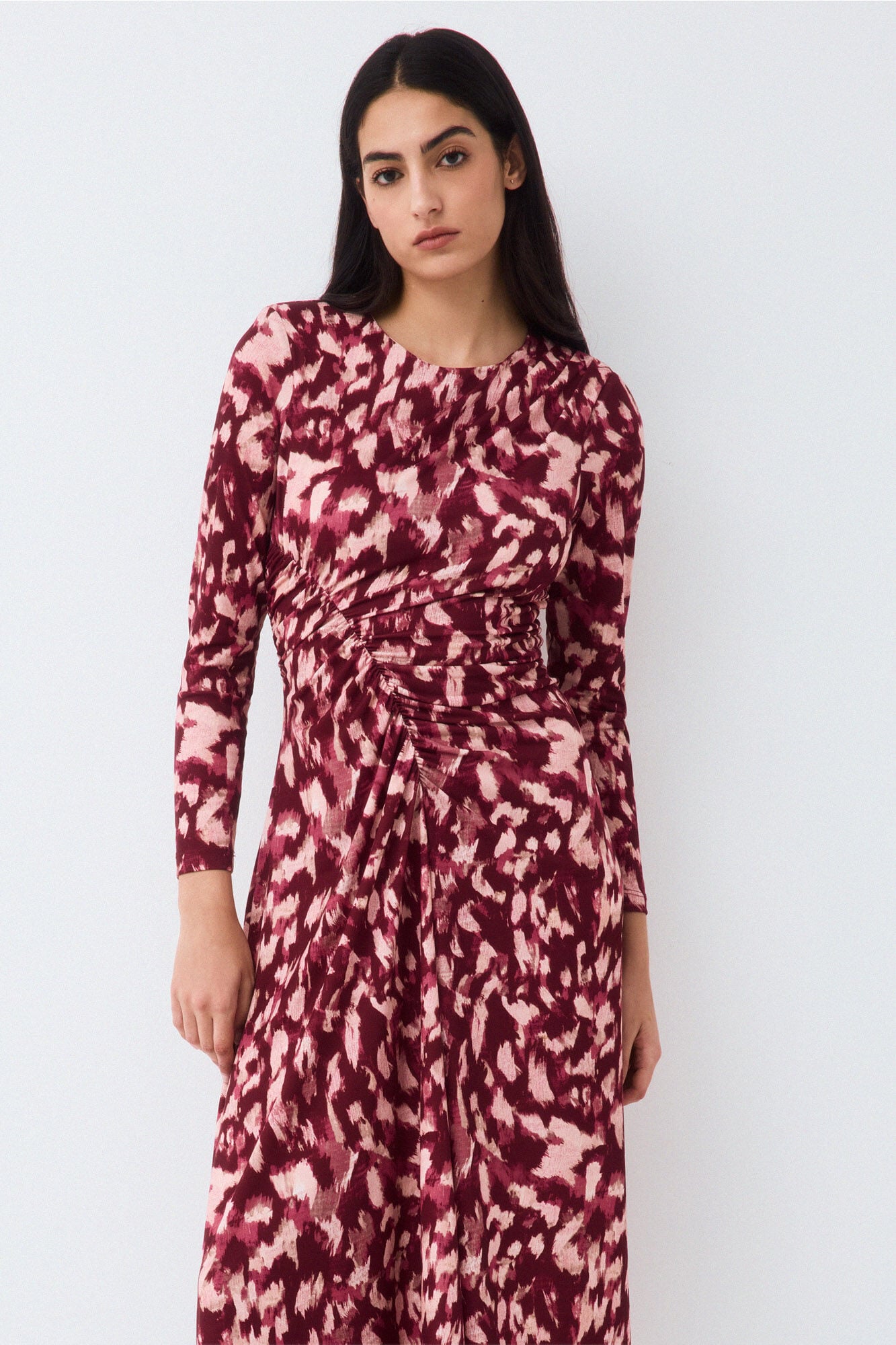 Pedro del Hierro Long ruched dress Beige