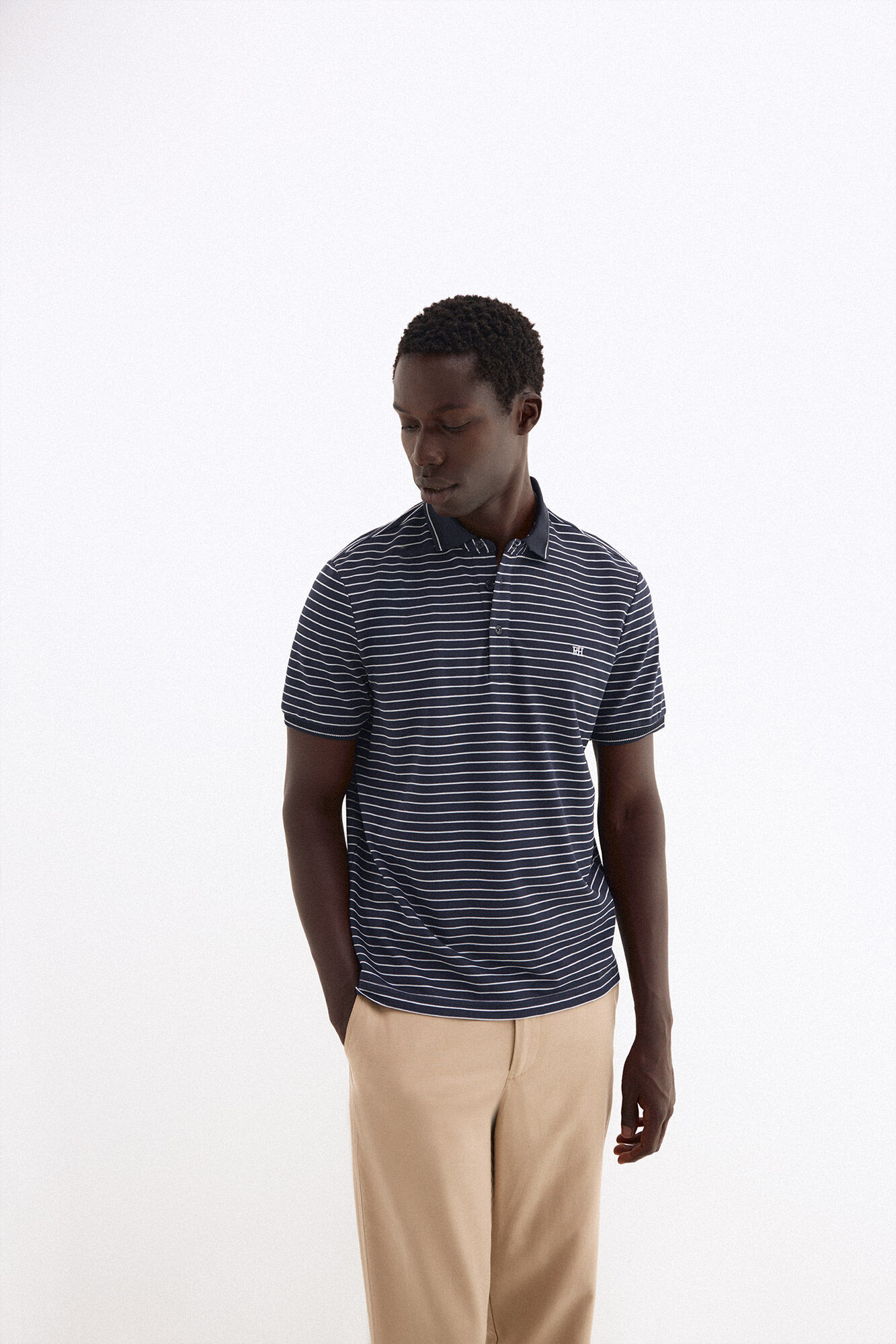 Pedro del Hierro Striped polo shirt Blue