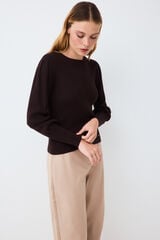 Pedro del Hierro Camisola canelada manga bal&atilde;o Marrom