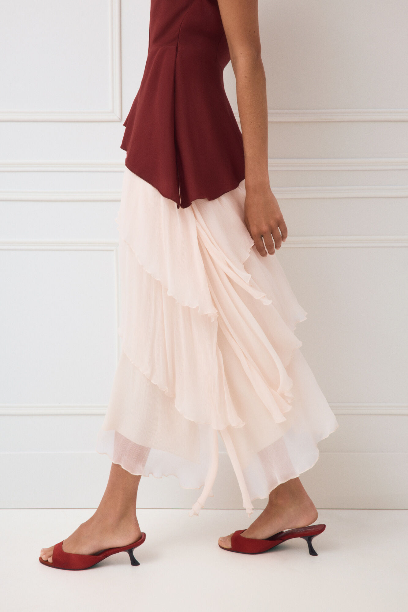 TFP by Tamara Falc&oacute; Vestido assim&eacute;trico Bordeaux