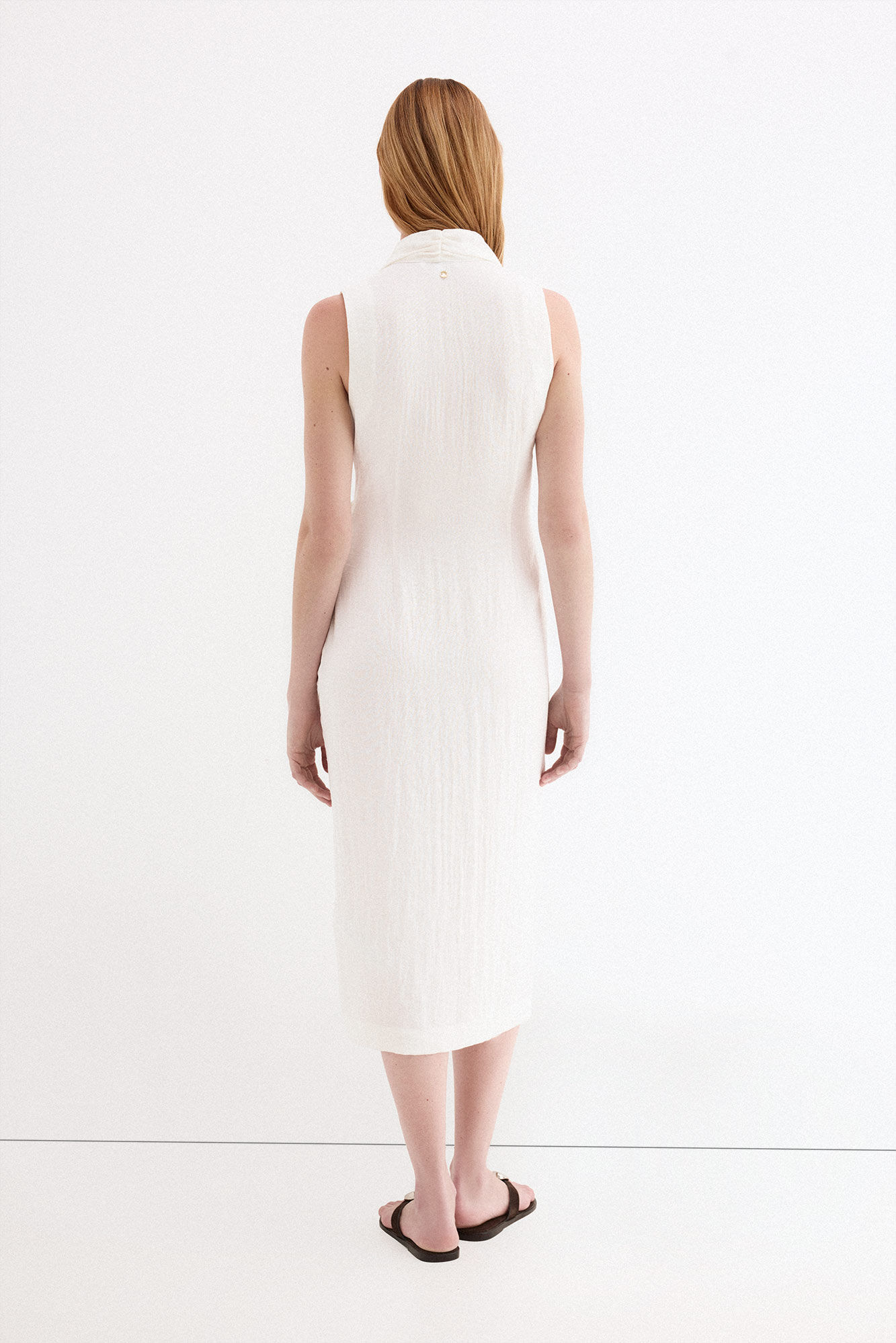 Pedro del Hierro Wrap-effect dress with gold detail Ecru