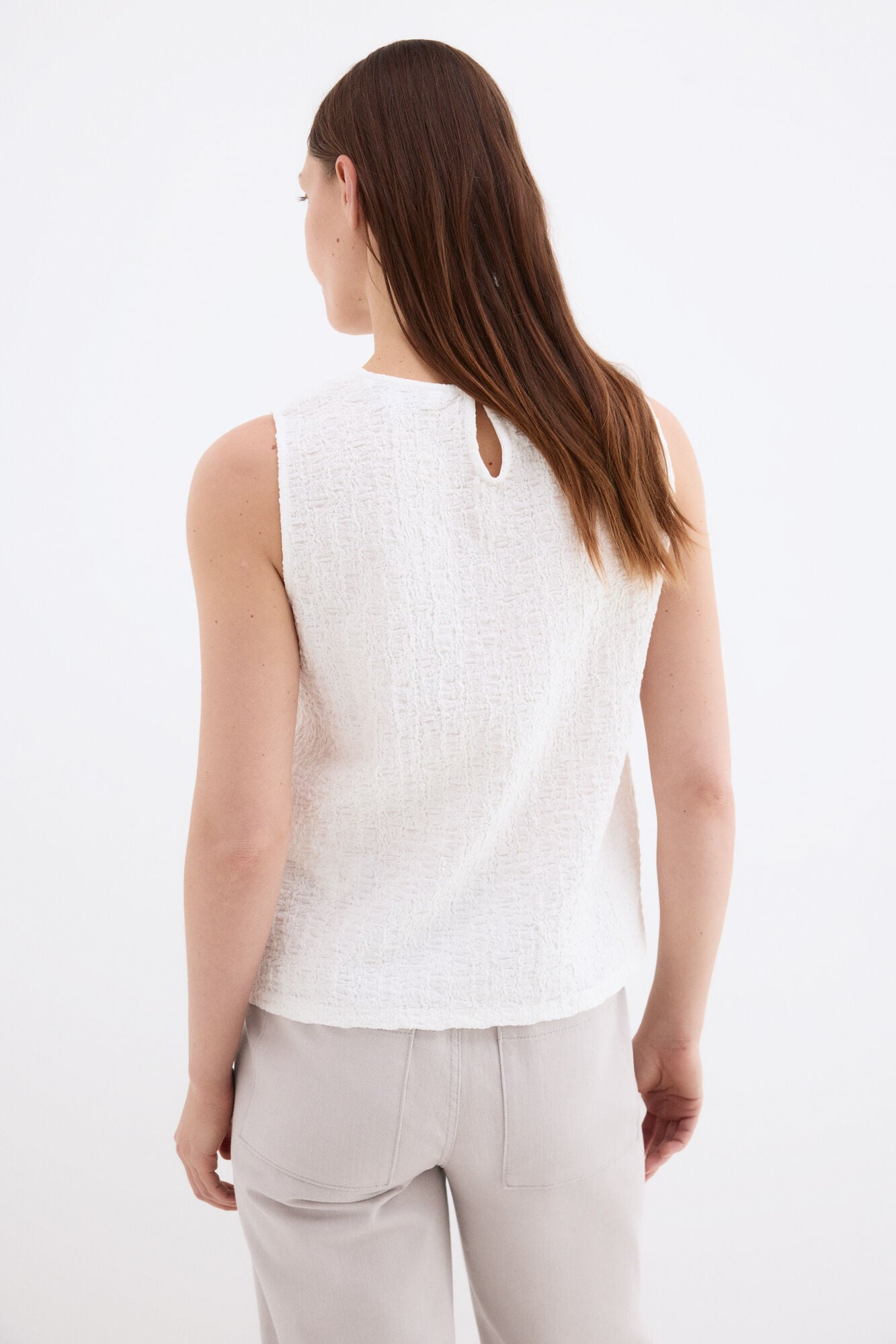 Pedro del Hierro Wrinkled fabric sleeveless top White