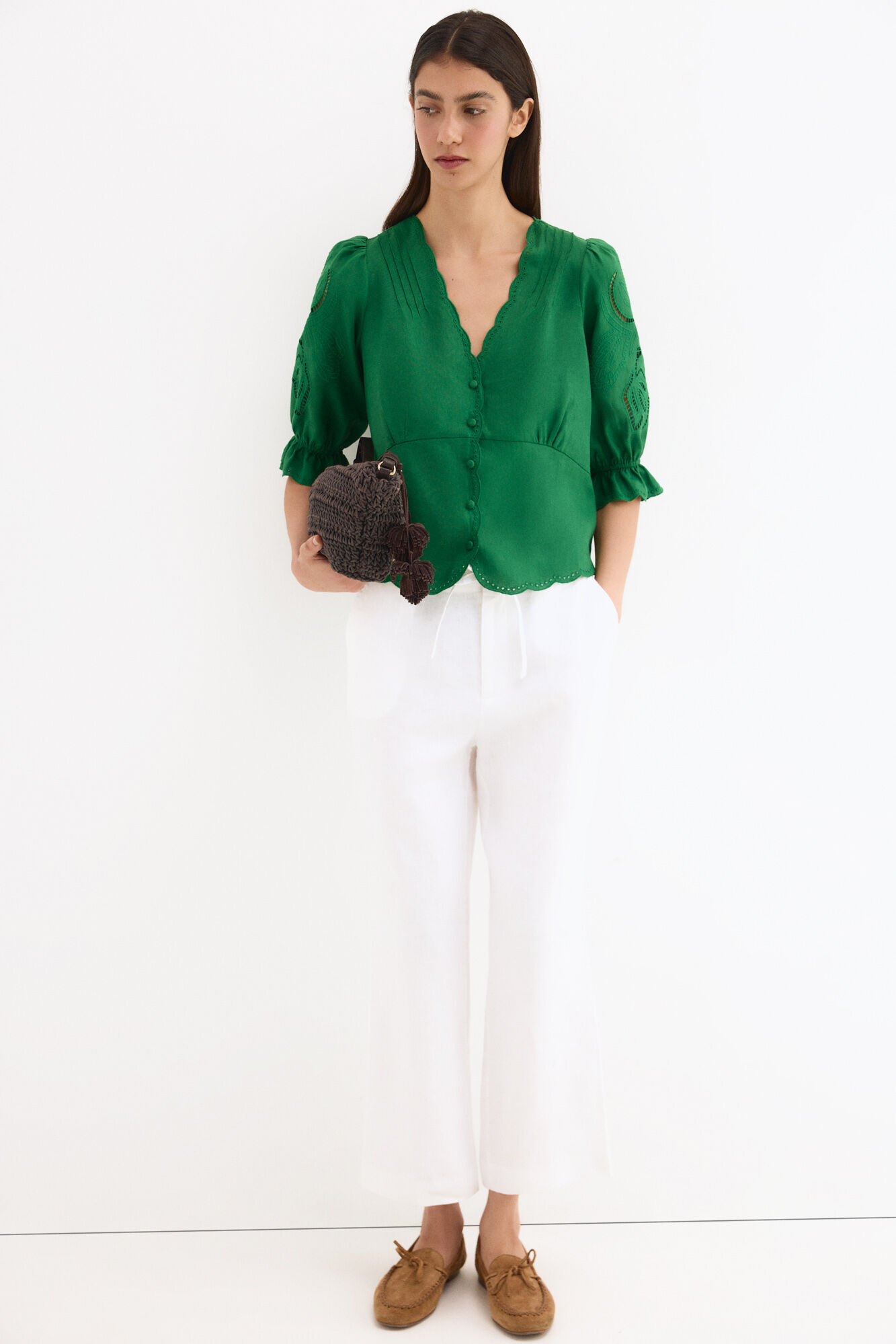 Pedro del Hierro Embroidered linen blouse