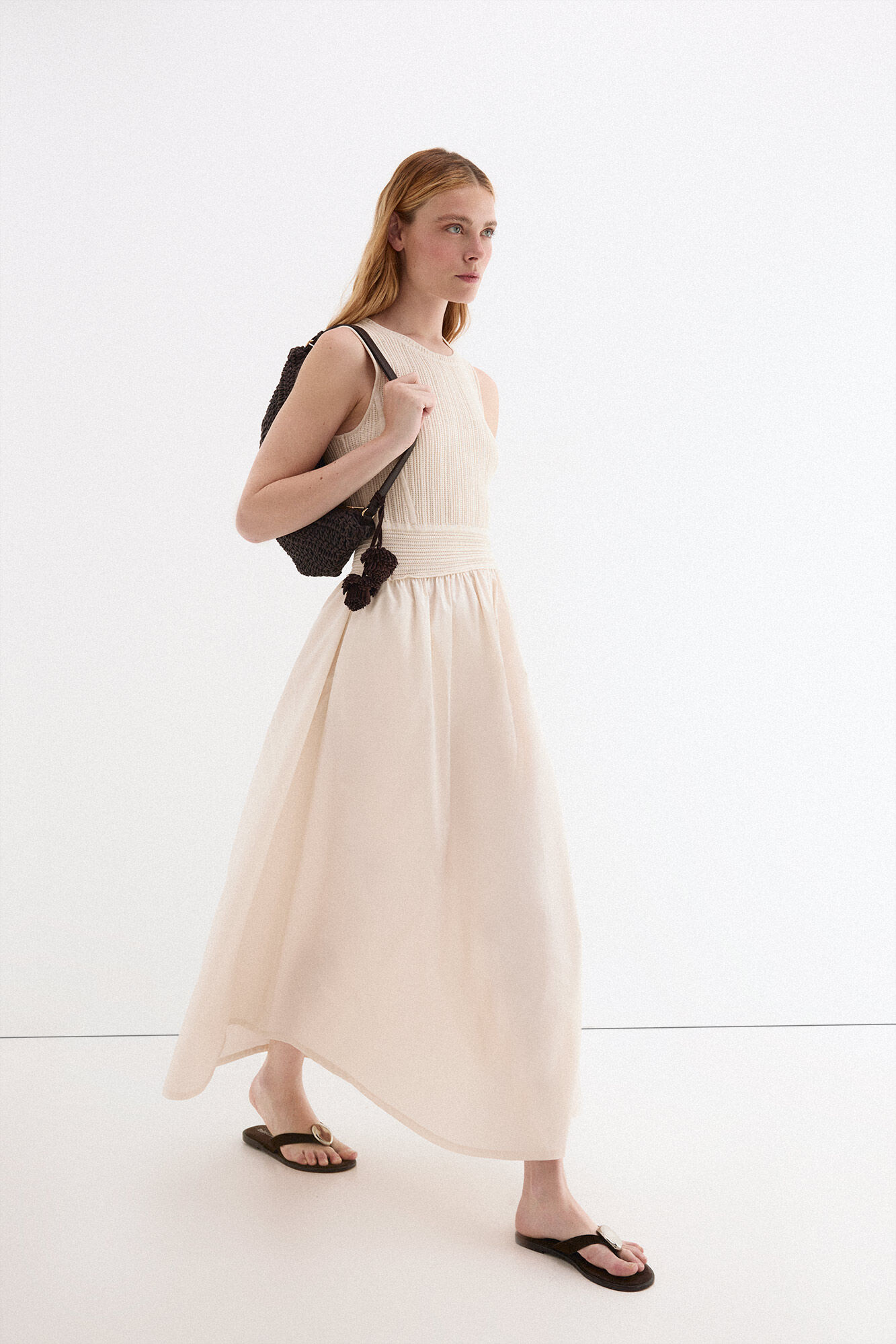 Pedro del Hierro Combined knit bodice dress