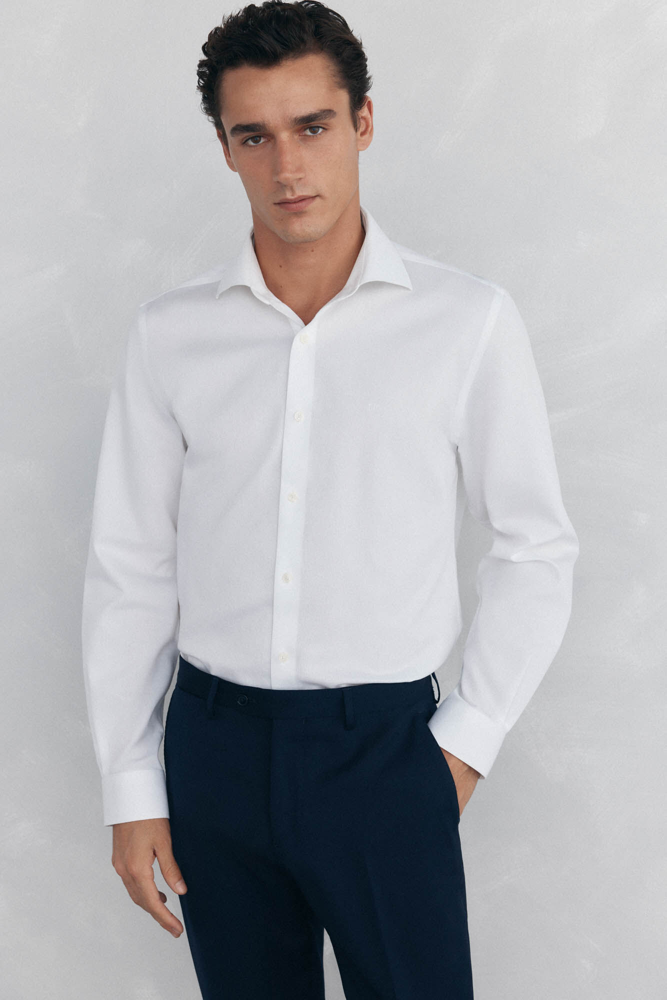 Pedro del Hierro Camisa social lisa que n&atilde;o pode ser passada a ferro + resistente a manchas Branco