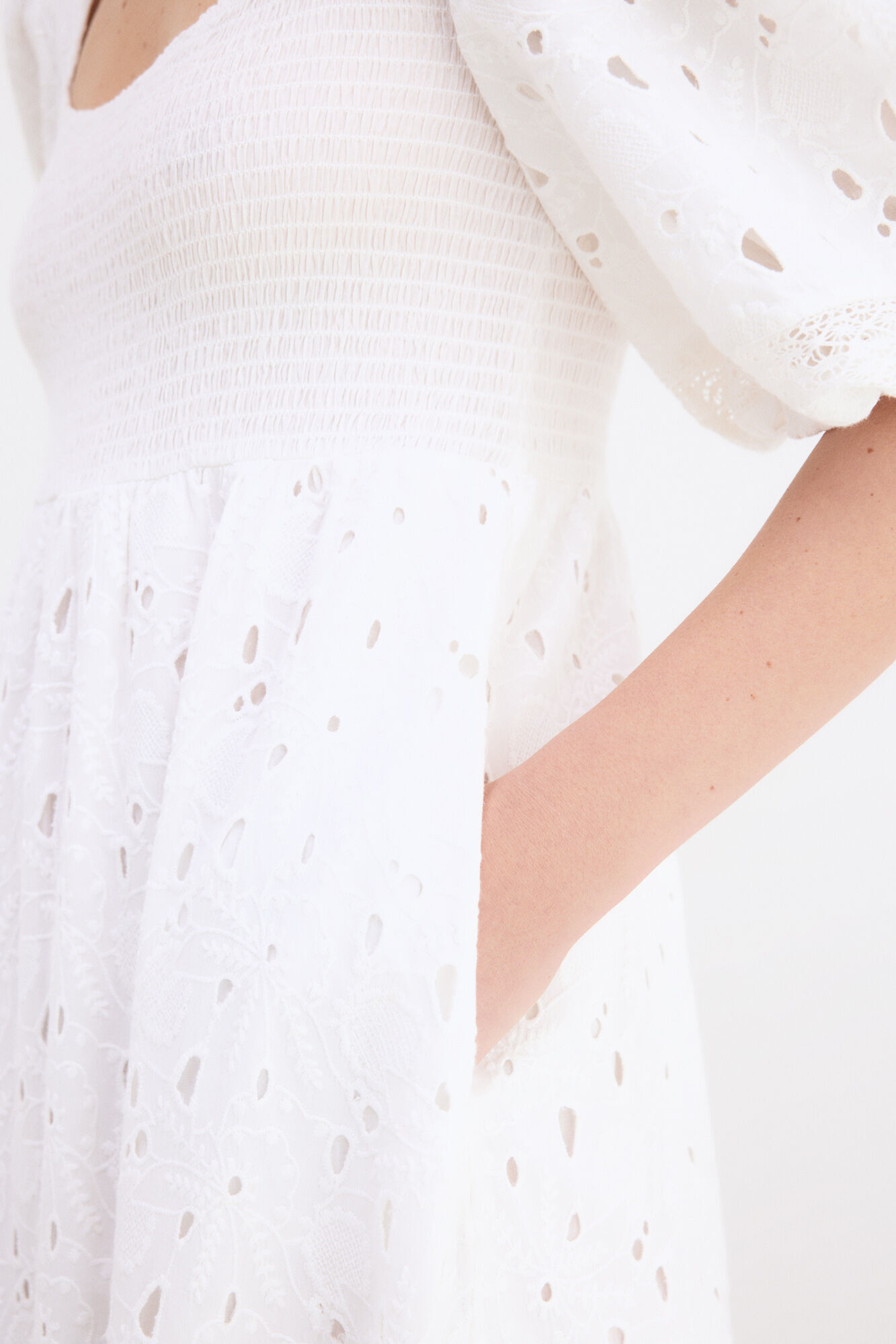 Pedro del Hierro Embroidered cotton dress White
