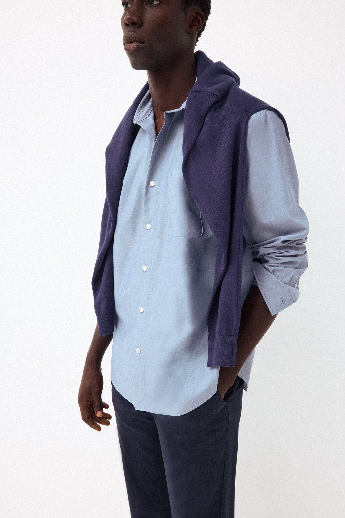 Pedro del Hierro Plain poplin relaxed fit shirt