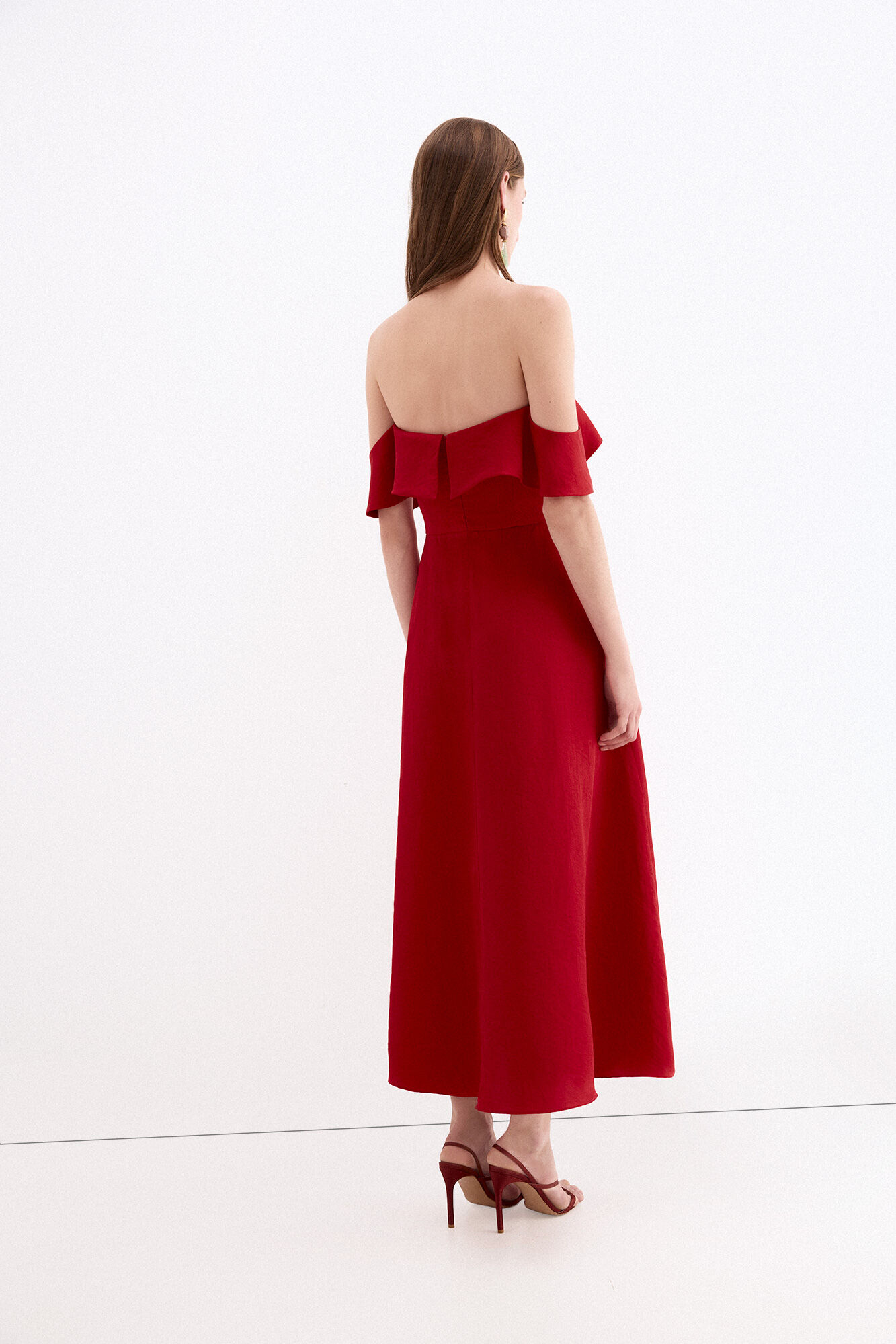 Pedro del Hierro Structured fabric midi dress Red