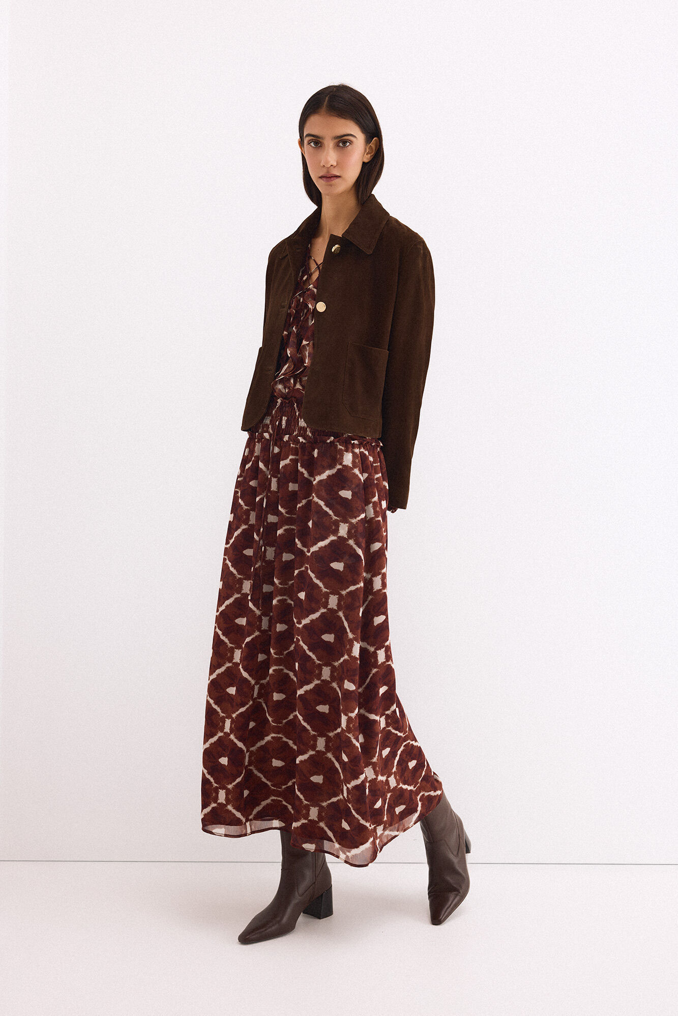 Pedro del Hierro Printed long pleated skirt