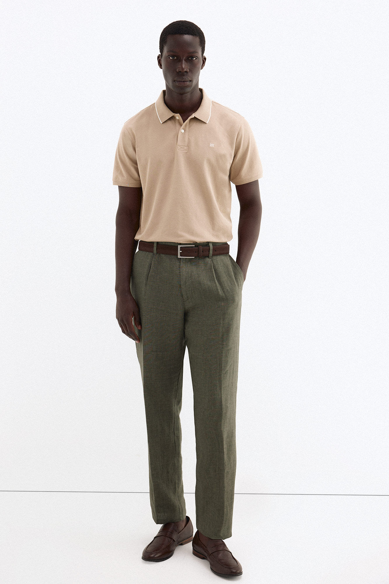 Pedro del Hierro Basic pique polo shirt Beige