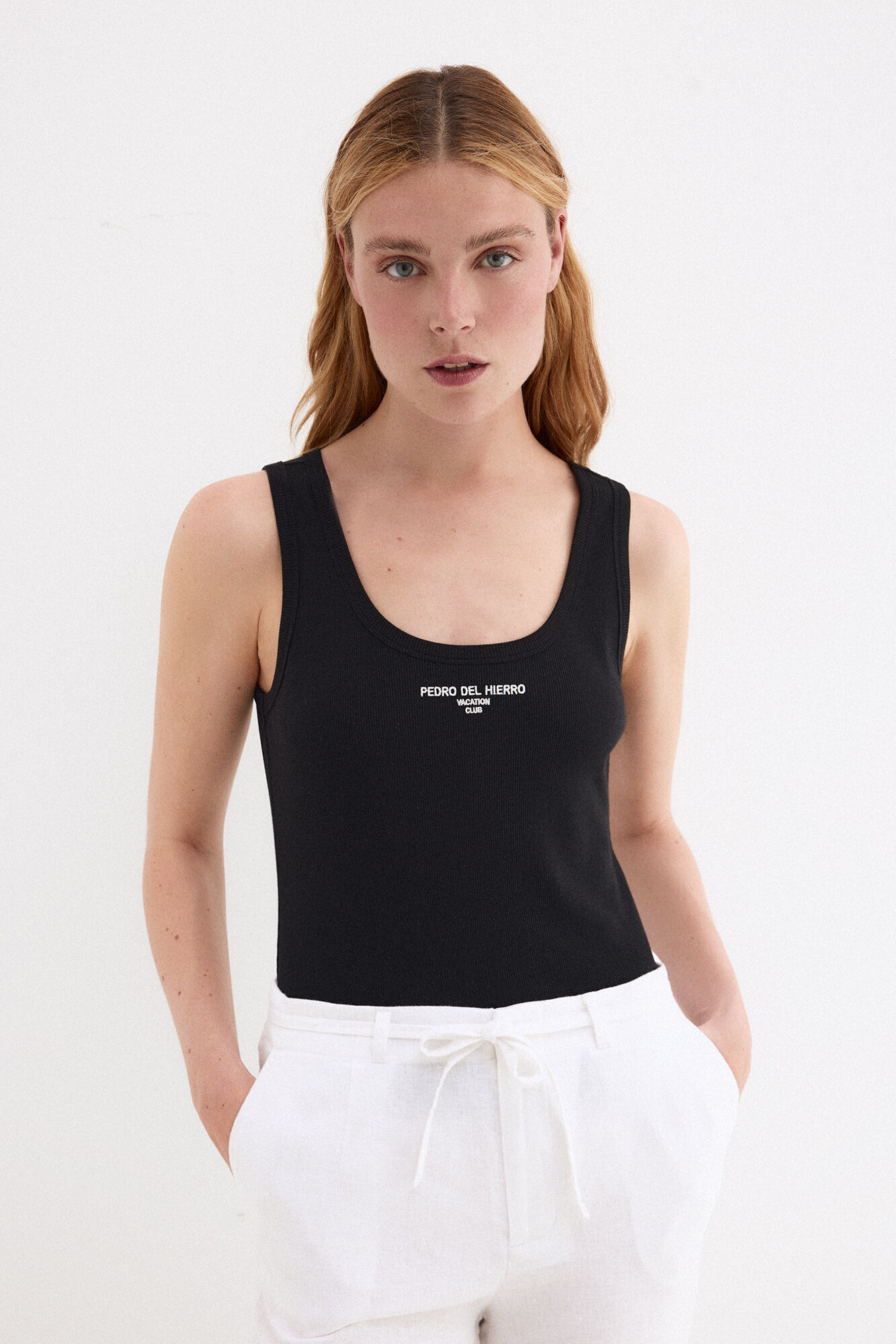 Pedro del Hierro Ribbed vest top Black