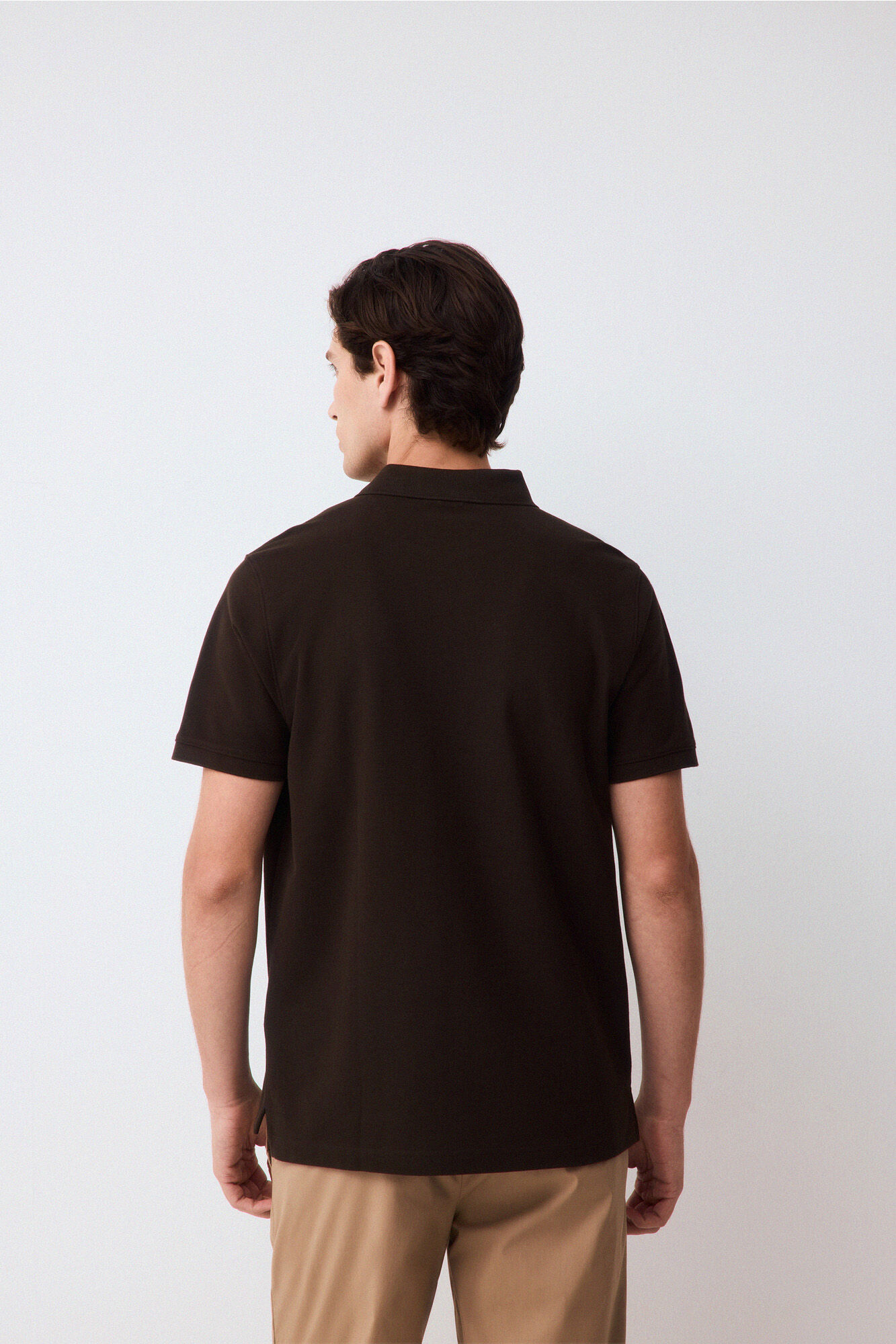 Pedro del Hierro Piqu&eacute; basic polo shirt Brown