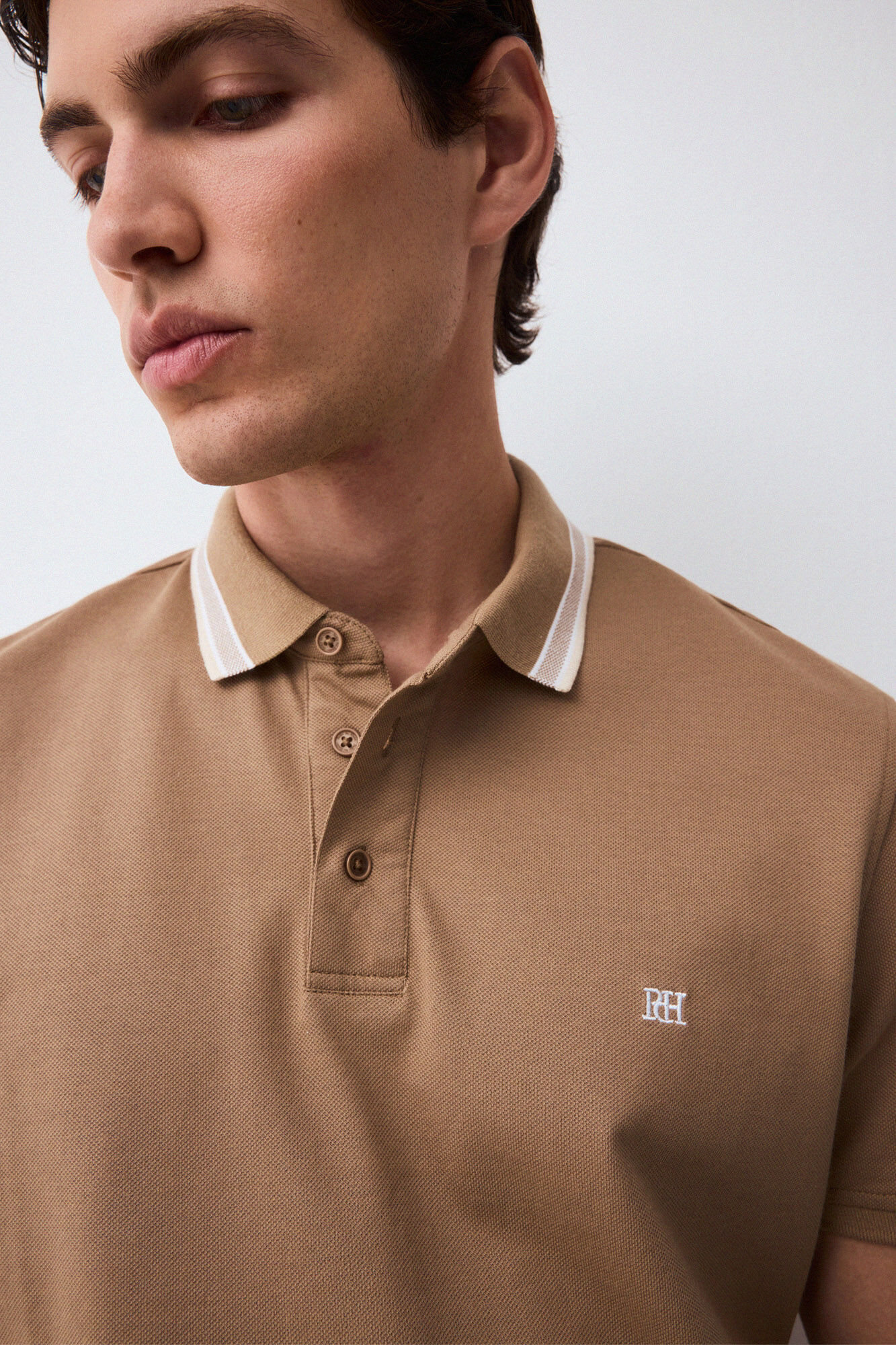 Pedro del Hierro Fancy collared polo shirt Beige