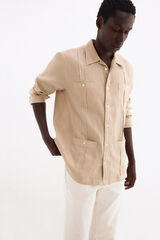 Pedro del Hierro Guayabera em linho Beige
