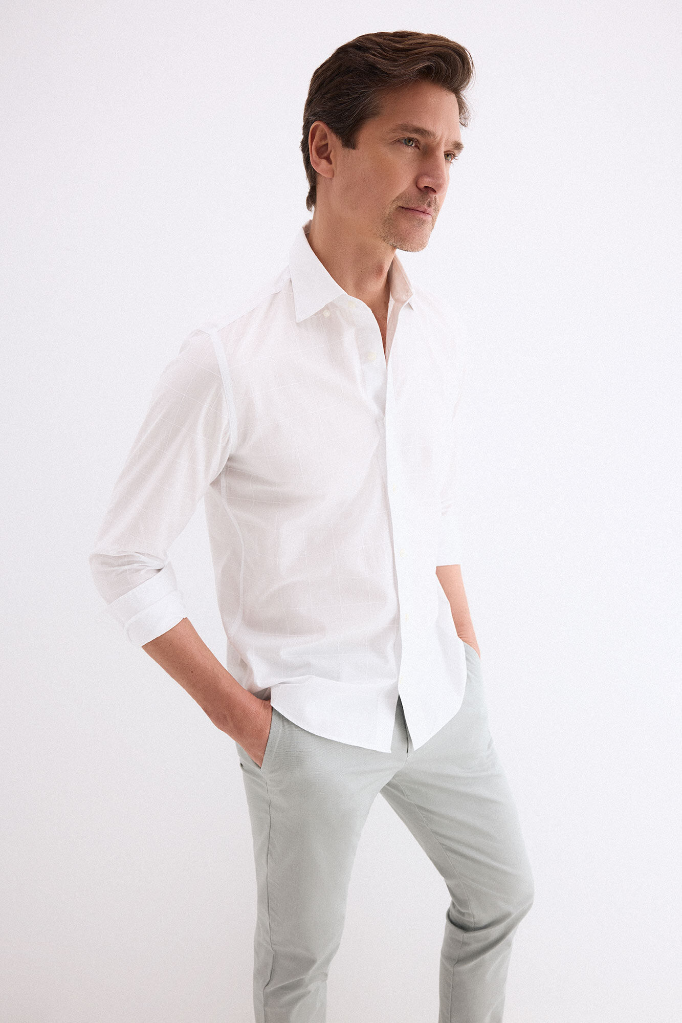 Pedro del Hierro Poplin textured checked shirt