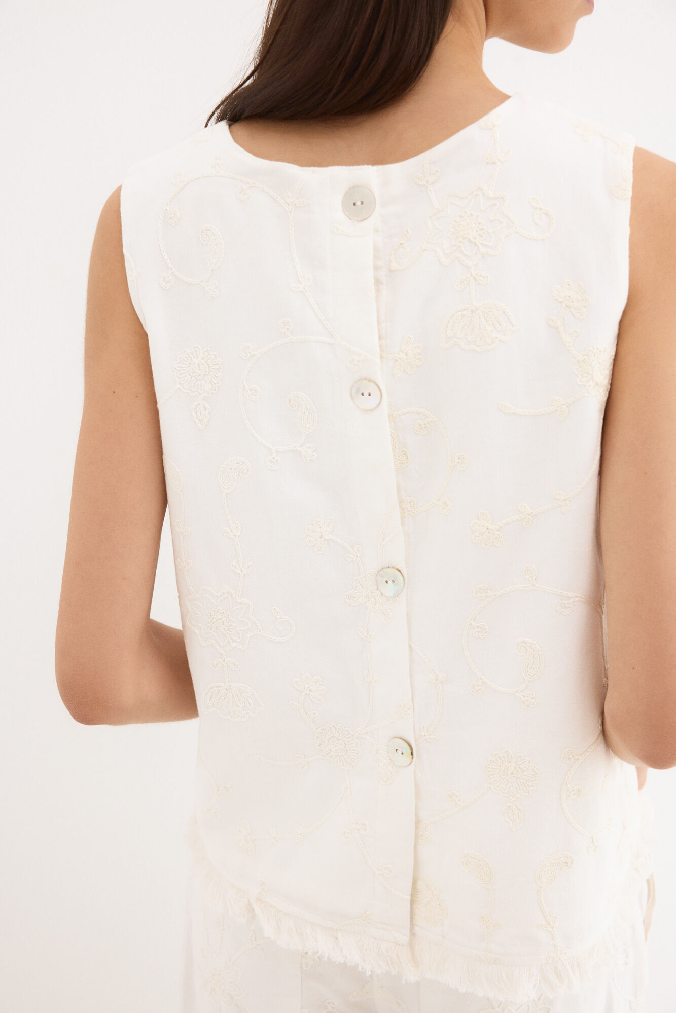 Pedro del Hierro Embroidered cotton top White