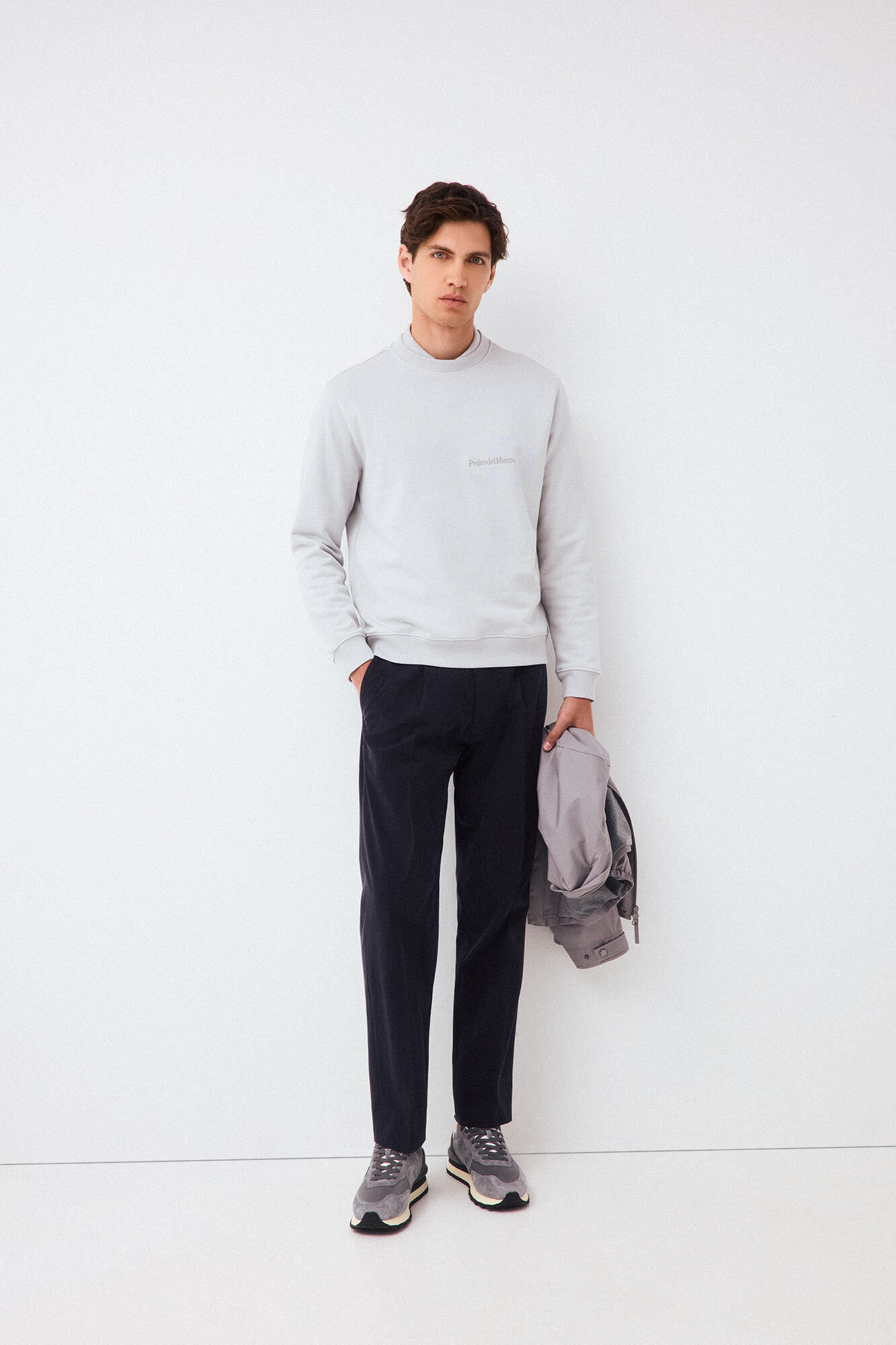 Pedro del Hierro Crew neck logo sweatshirt Grey