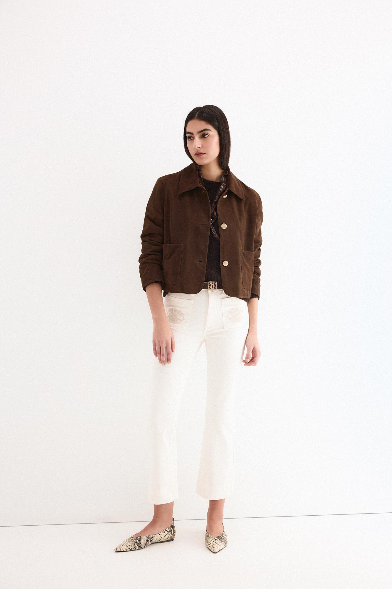 Pedro del Hierro Flare cropped jeans Ecru